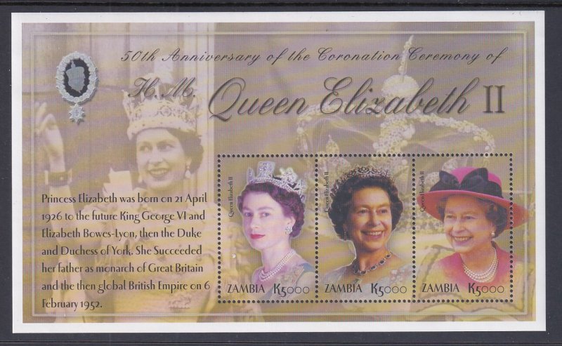 Zambia 999 Queen Elizabeth II Souvenir Sheet MNH VF