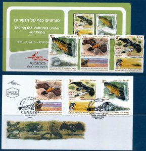 ISRAEL 2013 NATURE BIRDS VULTURES STAMP MNH +FDC + POSTAL SERVICE BULLETIN