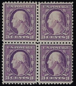 Scott #501 - $110.00 – VF-OG-NH – Immaculate mint block of four.