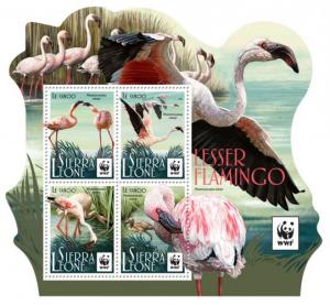 SIERRA LEONE - 2017 - WWF, Lesser Flamingo - Perf 4v Sheet - M N H