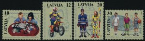 Latvia 446-9 MNH Children's Activities, Stamp Collecting, Sports. Tennis, Soccer