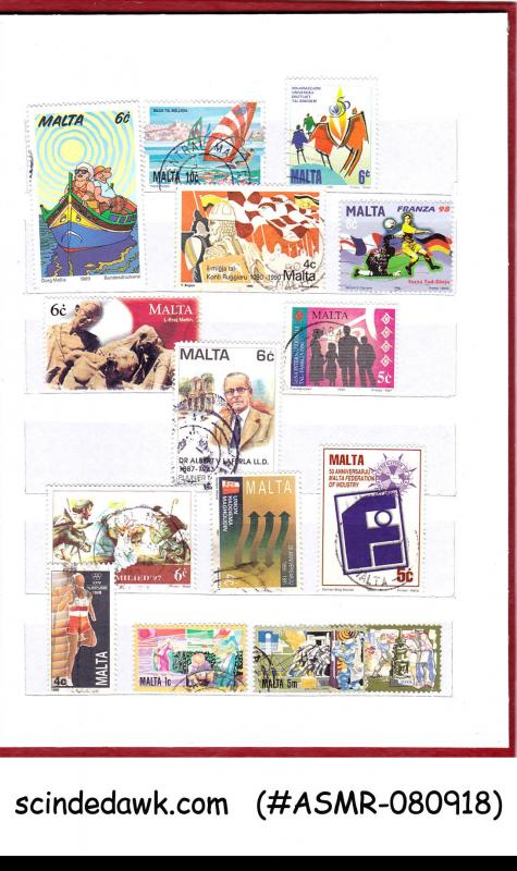 COLLECTION OF MALTA USED STAMPS IN SMALL STOCK BOOK - 99 STAMPS