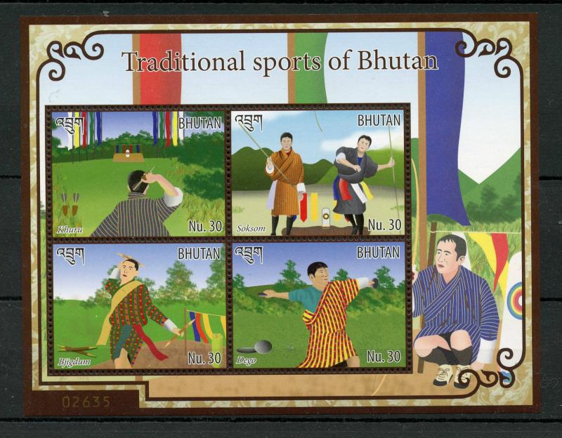 Bhutan 2015 MNH Traditional Sports of Bhutan 4v M/S Khuru Soksom Bjigdum Dego