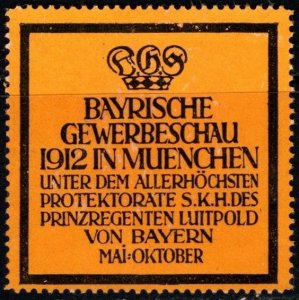 1912 Germany Poster Stamp Bavaria Commercial Show In Munich