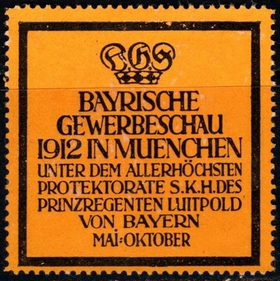 1912 Germany Poster Stamp Bavaria Commercial Show In Munich