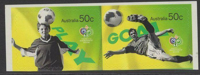 AUSTRALIA SG2647/8 2006 WORLD CUP SELF ADHESIVE (EX BOOKLET) MNH