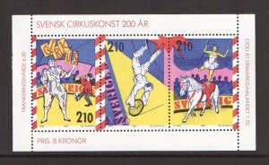 Sweden  #1654-1656a   MNH  1987  sheet  circus