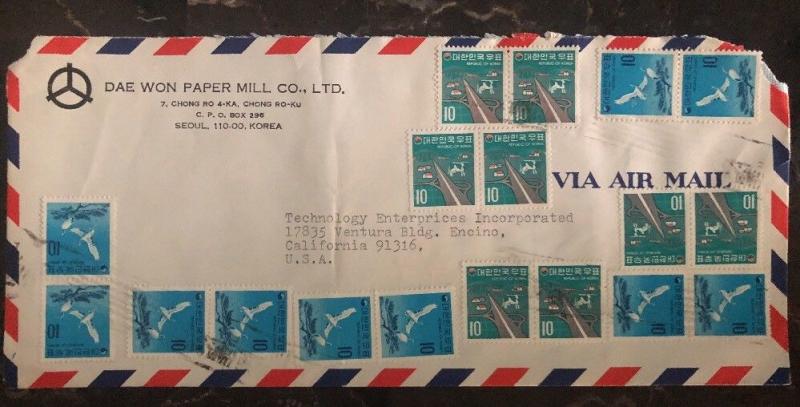 1970s Seoul Korea Commercial Airmail Cover To Encino Ca USA