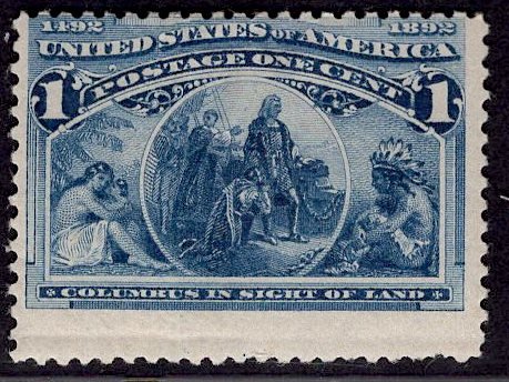 US Stamp #230 1c Columbian MINT Hinged SCV $14