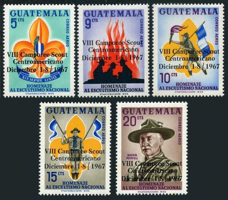 Guatemala C376-C380,MNH.Michel 802-806. Boy Scout Campfire,1967.Baden-Powell.