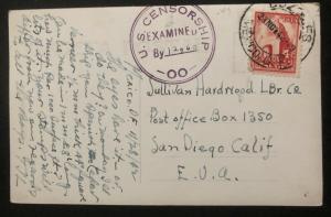 1942 Mexico City DF Mexico RPPC Postcard Cover To San Diego Ca USA Charro