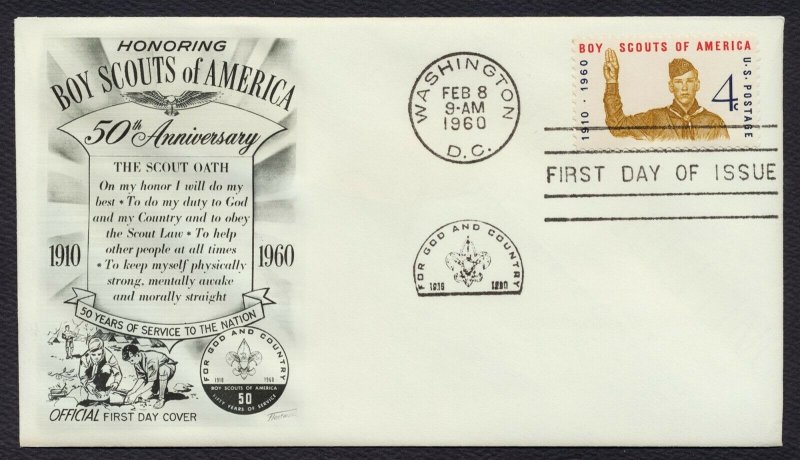#1145 4c Boy Scouts of America, Fleetwood w/ Insert FDC **ANY 5=FREE SHIPPING**
