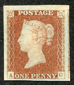 1841 Penny Red (AC) Plate 24 Mint Superb Four Margins BIG STAMP