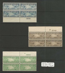 United States, Postage Stamp, #C7-C9 Mint NH Blocks, 1926 Airmail, JFZ