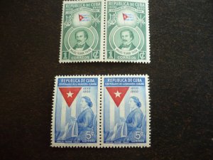 Stamps - Cuba - Scott# 458-461 - Mint Hinged Set of 4 Stamps in Pairs