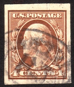 1909, US 4c, Washington, Used, small tear at top, Sc 346