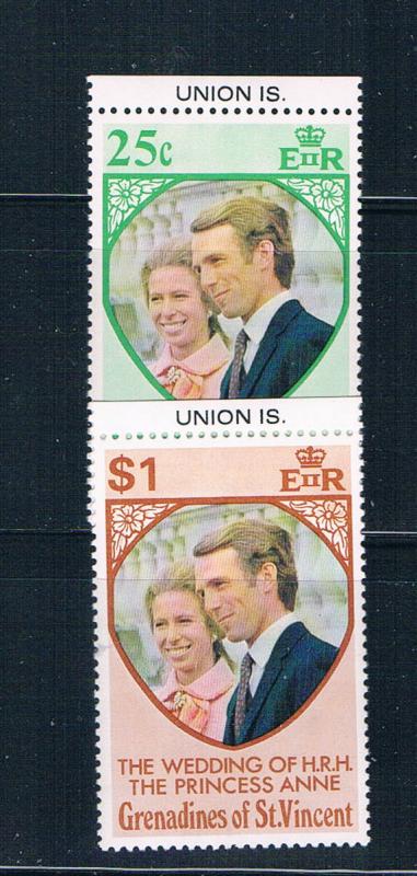 St Vincent - Grenadines 1-2 MNH set Prin Ann wed Union Is 1973 (S0912)