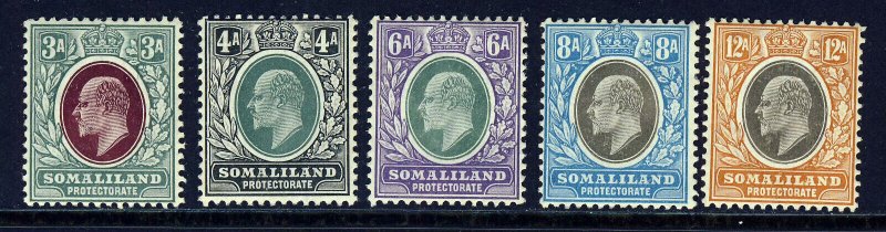 SOMALILAND PROTECTORATE KE VII 1905-11 Wm Mult Crown CA Group SG 49 - SG 53 MINT 