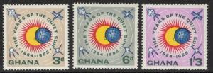 GHANA SG332/4 1964 INTERNATIONAL QUIET SUN YEARS MNH