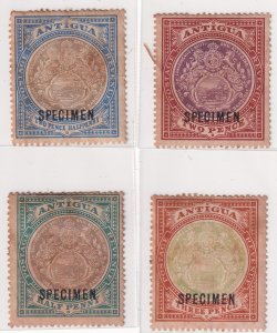 Antigua Classic SPECIMEN Set (4) – Arms Design, Black Overprints, MH