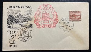 1949 Manila Philippines First Day Cover Third Anniversary Of The Republic