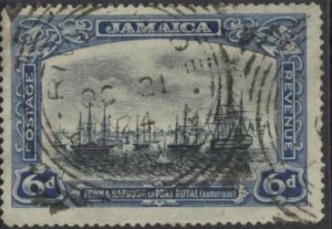 Jamaica 95 (used) 6p Port Royal in 1853, blue & black (1922)