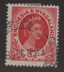 Rhodesia & Nyasaland 1954 Scott 144 used - 3p, Elizabeth II