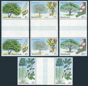 St Lucia 649-652 gutter-folded, MNH. Trees 1984 . Log wood tree, Calabash,
