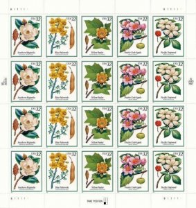 1998 32c Flowering Trees, Magnolia, Apple, Sheet of 20 Scott 3193-97 Mint VF NH