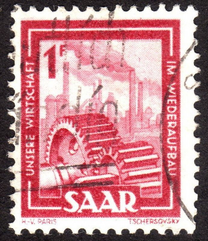 1949, Germany Saar, 1Fr, Used, Sc 206, Mi 274