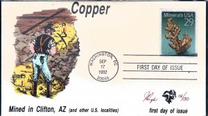 Beautiful Pugh Designed and Painted Copper Mineral FDC-only 127 created...