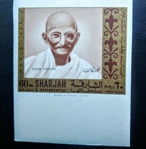 SHARJAH “ONLY 03 STRIPS KNOWN” GANDHI UNISSUED “OVERPRINT” KHOR FAKKAN