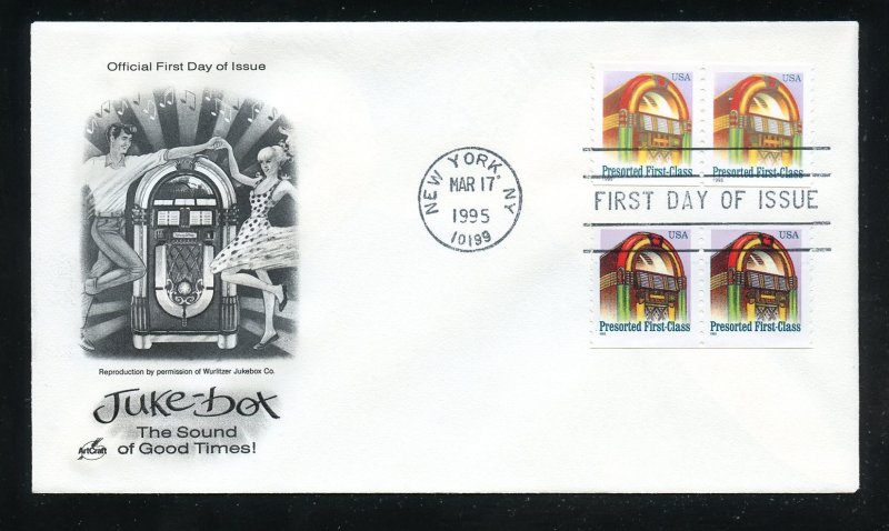 US 2911-2912 2 x pair Pre-Sorted First-Class - Juke Box UA Artcraft cachet FDC