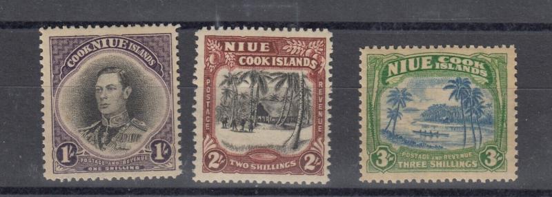 Niue KGVI 1938 1/- 2/- 3/- SG75/77 MH J5027