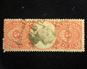 HS&C: Scott #R148 5 Dollar Revenue. F Used US Stamp