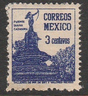 MEXICO 805, 3¢ Diana the Huntress Fountain. UNUSED, NG. F-VF.