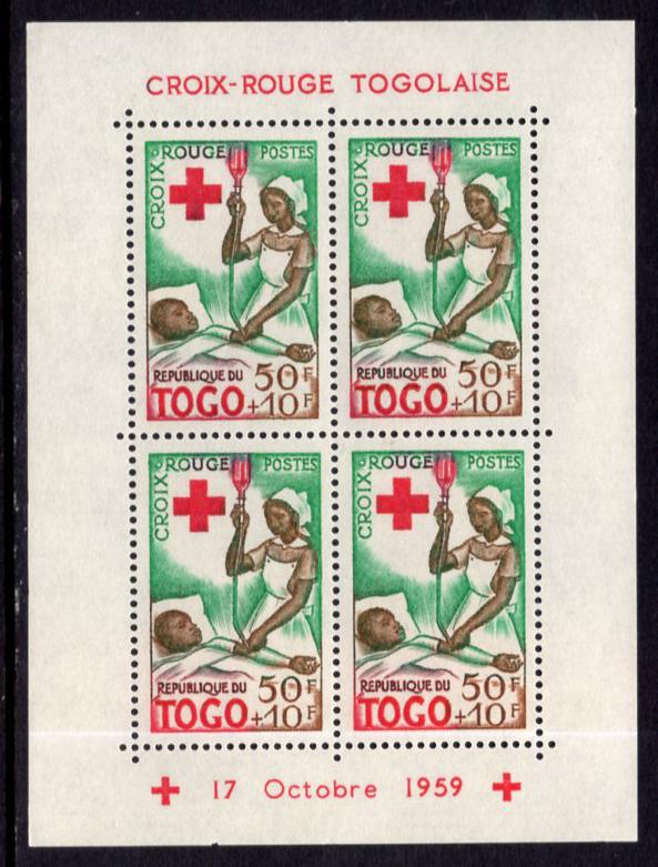 Togo B14a Red Cross Souvenir Sheet MNH VF