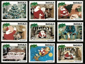 Anguilla 1981 - Disney Christmas Santa Claus - Set of 9 Stamps - Scott 453-6 MNH