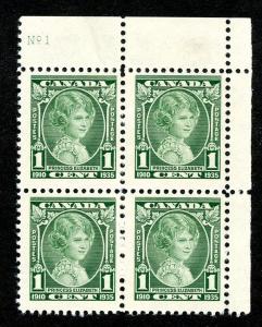 Canada Scott 211 MNH Plate Number Block of 4