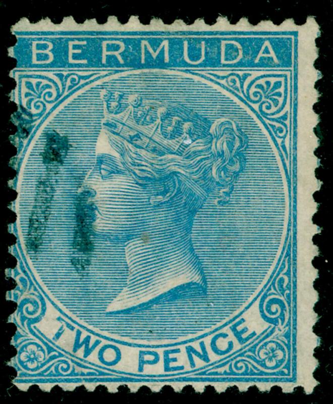 BERMUDA SG3, 2d Dull Blue WMK CC, FINE USED. Cat £40.