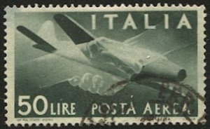 ITALY 1946 Sc C113 Used  VF 50L Airmail  cv $20.00 - Swallows in Flight, Birds