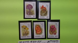 St. Kitts 1987 Mushrooms Scott# 210-214 complete MNH XF set of 4