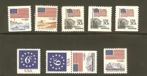 US Scott # 1890,1891,1892,1893,1894,1895, & 1896 1981-85 FLAG ISSUE MNH