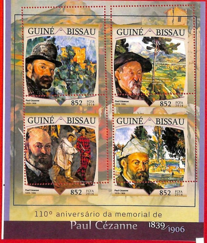 A0930 - GUINE BISSAU  - ERROR  2016 MISSPERF SHEET - ART Paul Cézanne