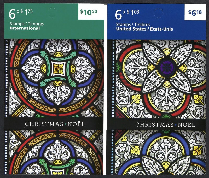 Canada #2493b Christmas - Stained Glass (2011). Gutter pane of 12 stamps. MNH