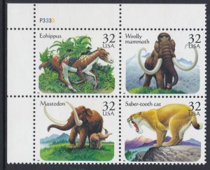 3080a Prehistoric Animals Plate Block  MNH