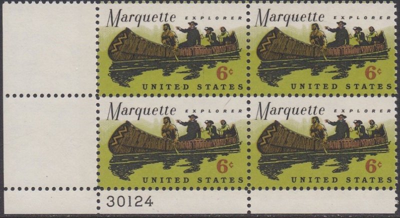 1356 Father Marquette Plate Block MNH