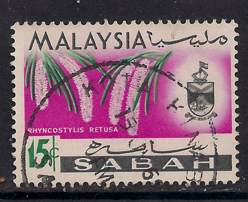 Malaysia SABAH 1965 15ct Flowers SG 429.(D850 )