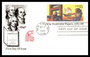 US UX126 Federalist Papers Artmaster U/A FDC Postal Card