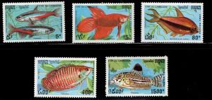 Cambodia Scott 1197-1201 MNH** 1992 Exotic fish set